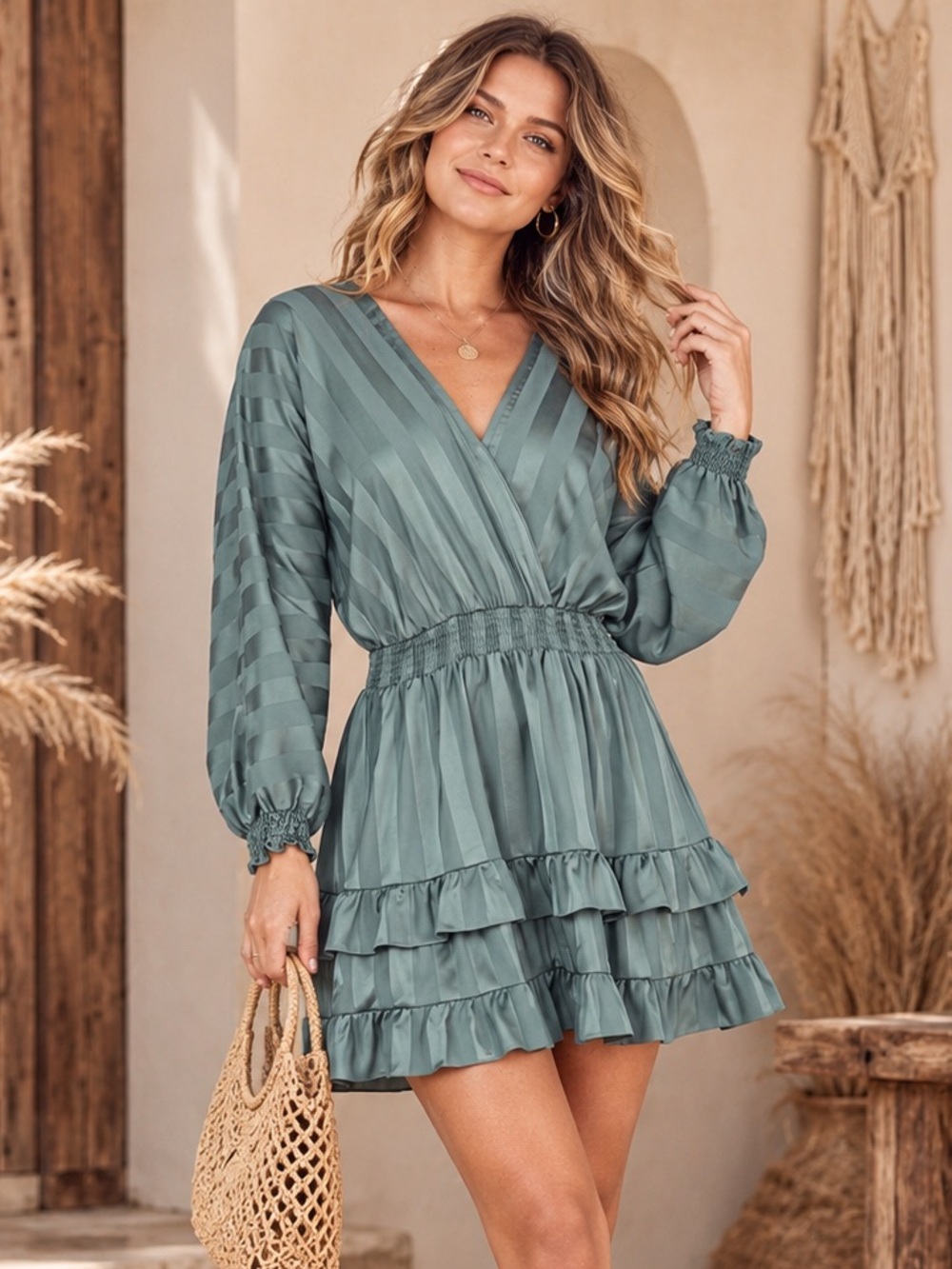 Vici Green Ruffle Dress